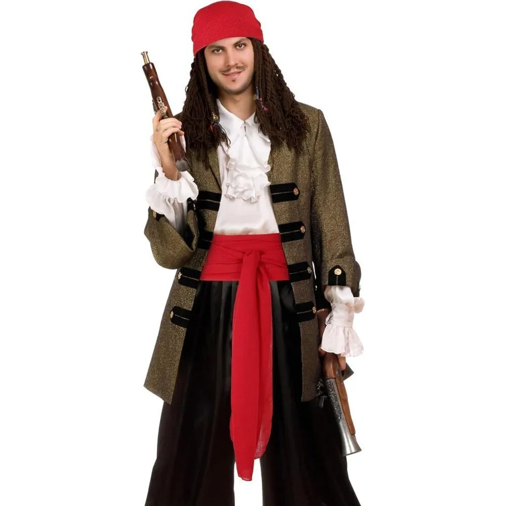 Men Women Pirate Costume Accessories Set Bandana Sash Necklace Eye Patch